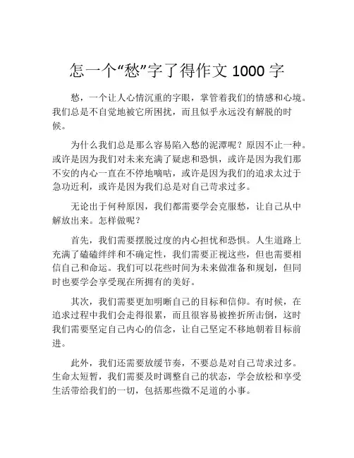 怎一个“愁”字了得作文1000字
