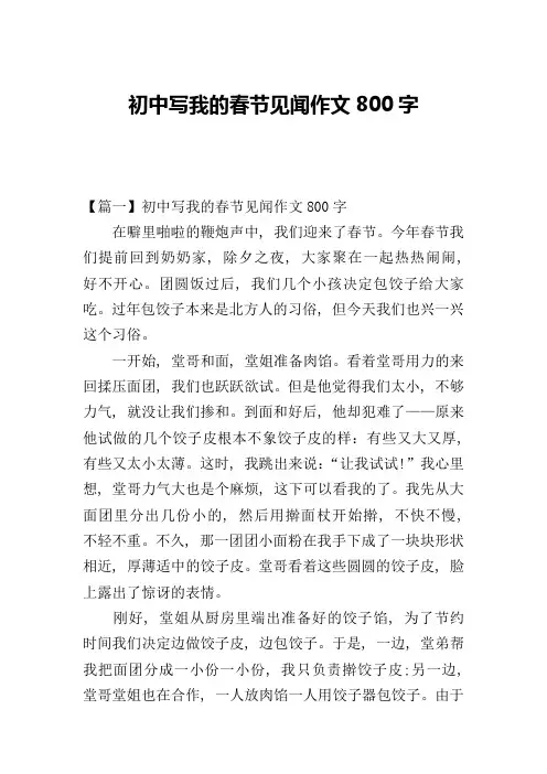 初中写我的春节见闻作文800字