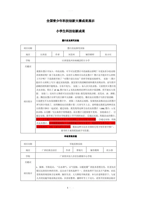 全国青少年科技创新大赛成果展示
