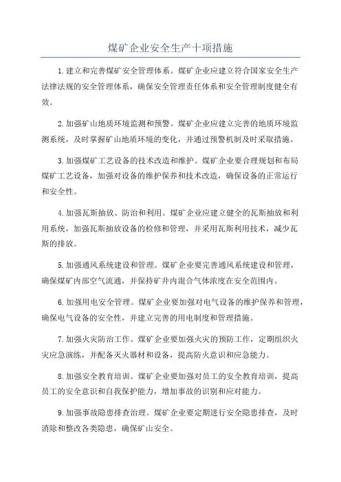 煤矿企业安全生产十项措施