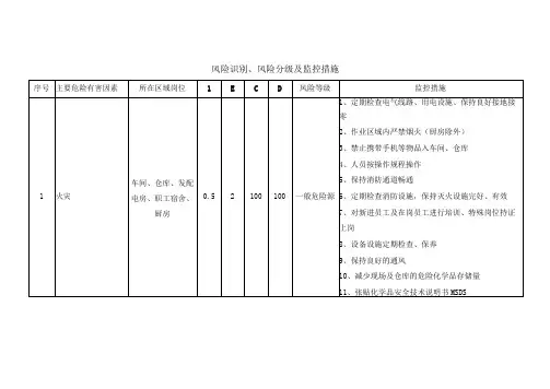风险识别风险分级及监控措施