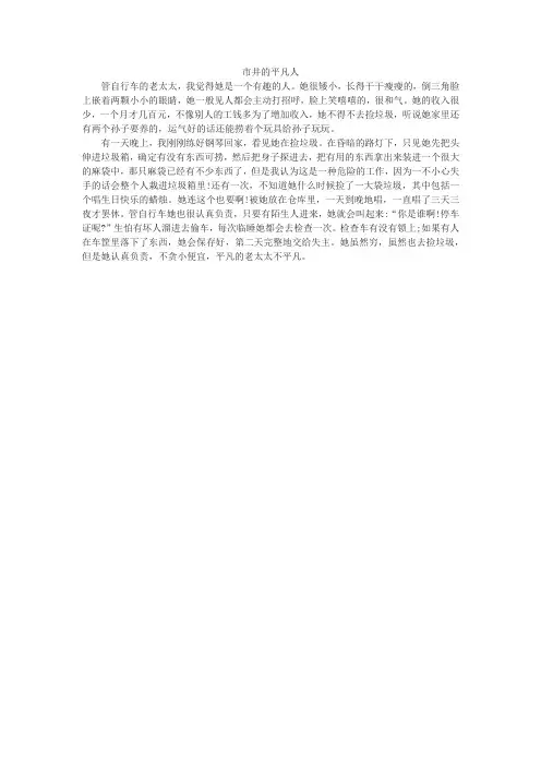 描写市井小人物作文600字