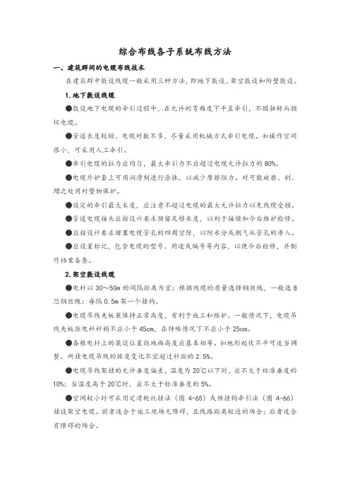 综合布线各子系统布线方法