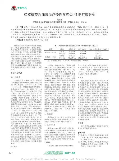 桂枝茯苓丸加减治疗慢性盆腔炎42例疗效分析
