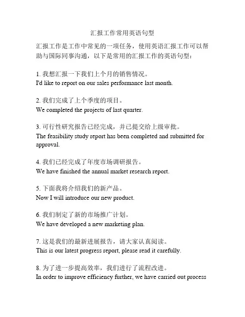 汇报工作常用英语句型