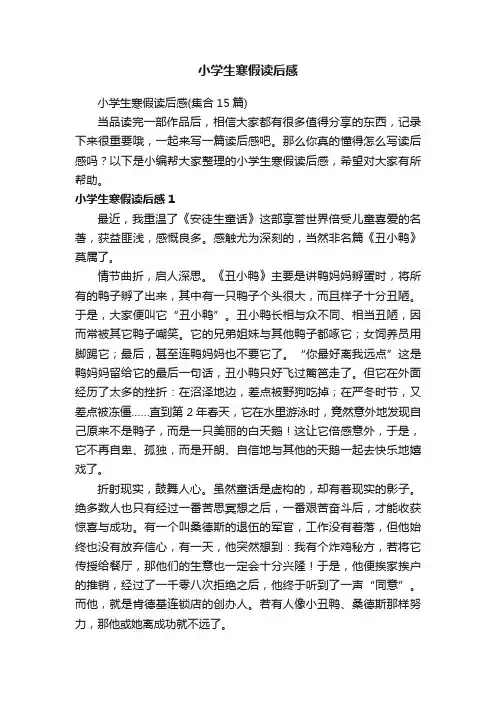 小学生寒假读后感