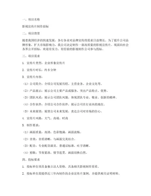 招标文件影视宣传片