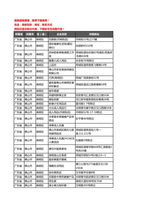 新版广东省佛山市高明区保健品企业公司商家户名录单联系方式地址大全110家