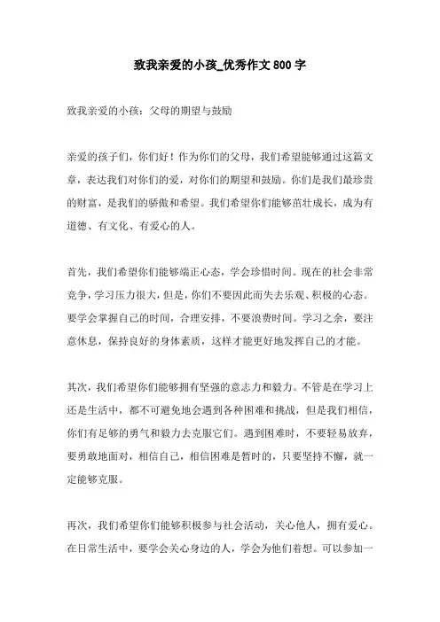 致我亲爱的小孩优秀作文800字