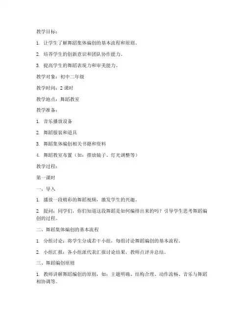 舞蹈集体编创教案模板范文