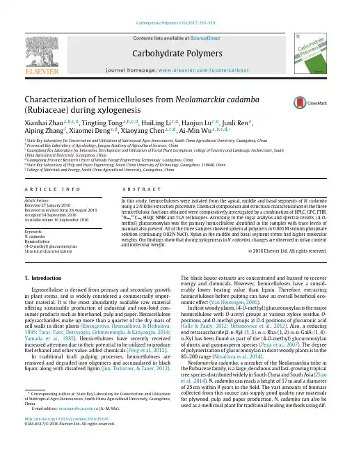 Characterization of hemicelluloses from Neolamarckia cadamba (Rubiaceae) during xylogenesis