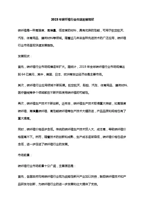 2023年碳纤维行业市场发展现状
