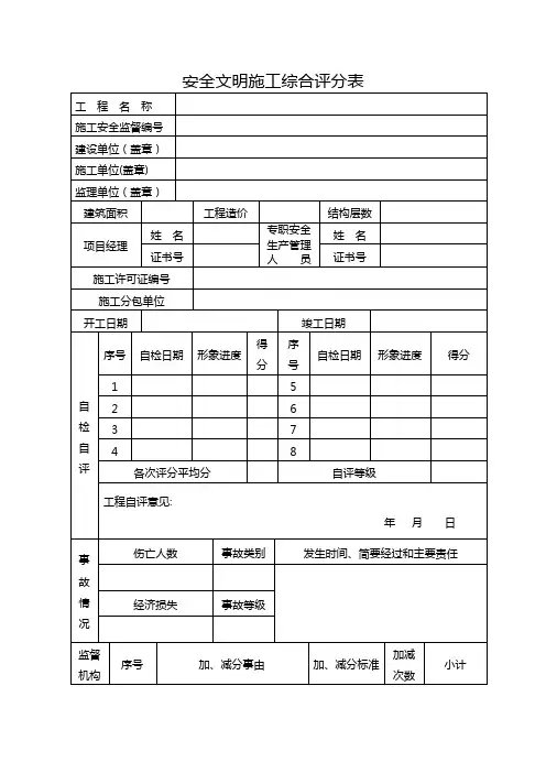 安全文明施工综合评分表