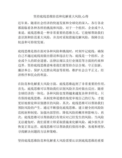 坚持底线思维防范和化解重大风险,心得