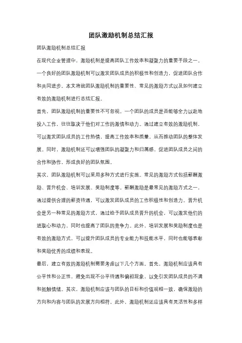 团队激励机制总结汇报