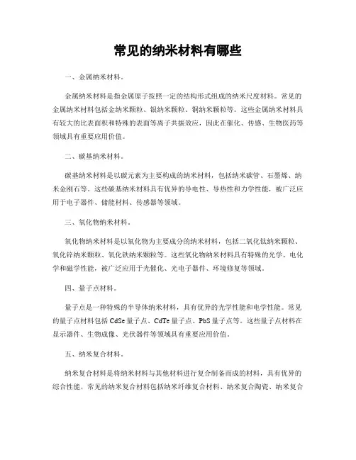 常见的纳米材料有哪些