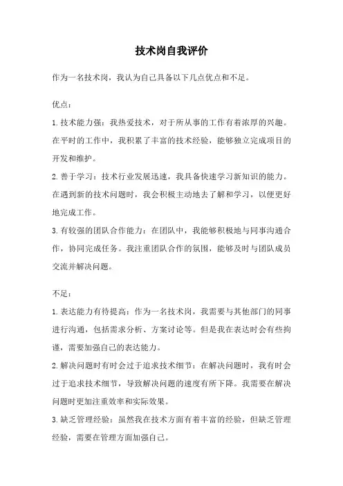 技术岗自我评价