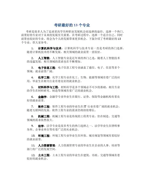 考研最好的13个专业