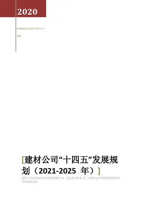 建材公司“十四五”发展规划(2021-2025 年)