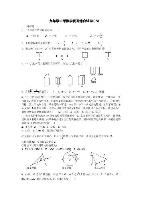 九年级中考数学复习综合试卷(七)