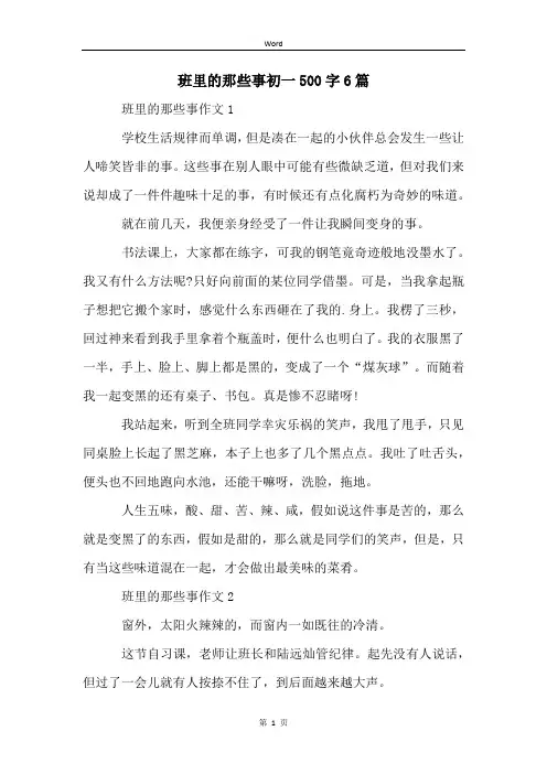 班里的那些事初一500字6篇