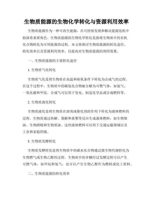 生物质能源的生物化学转化与资源利用效率