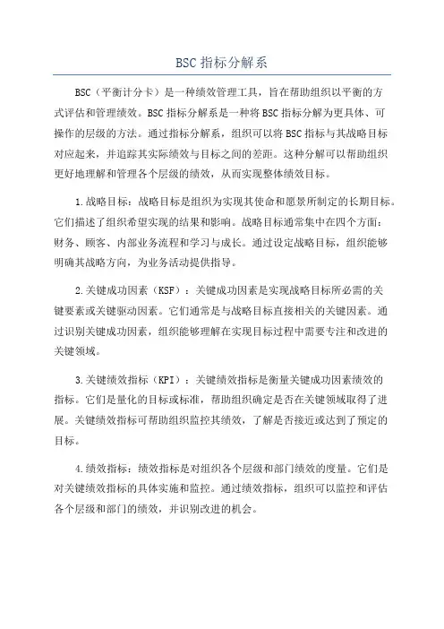 BSC指标分解系