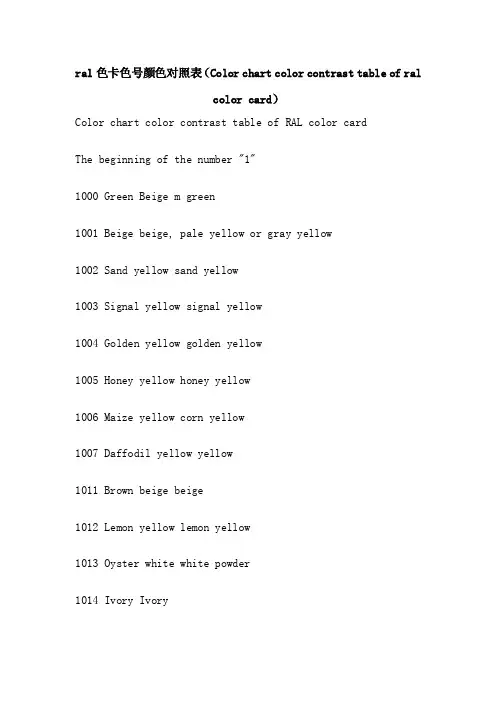 ral色卡色号颜色对照表（Col...