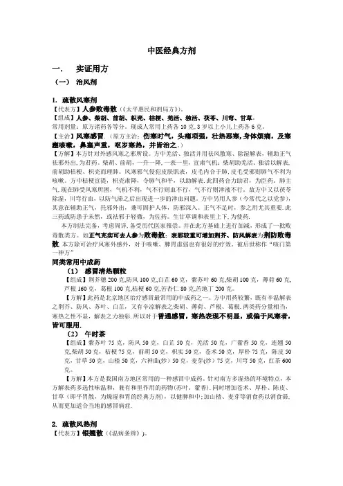 中医经典方剂【范本模板】