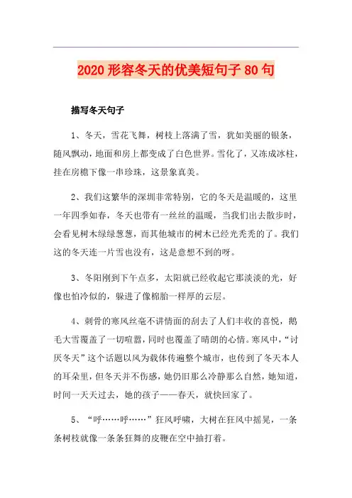 形容冬天的优美短句子80句