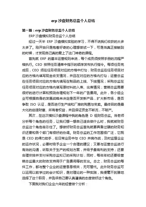 erp沙盘财务总监个人总结