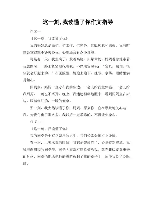 这一刻,我读懂了你作文指导