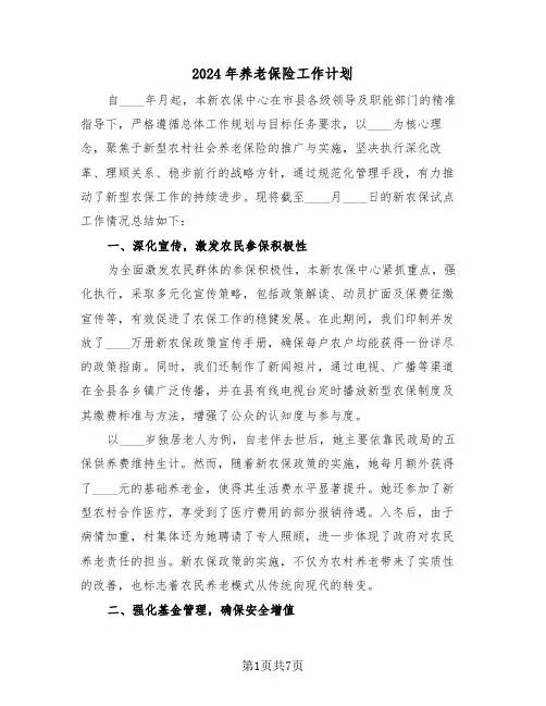 2024年养老保险工作计划（三篇）
