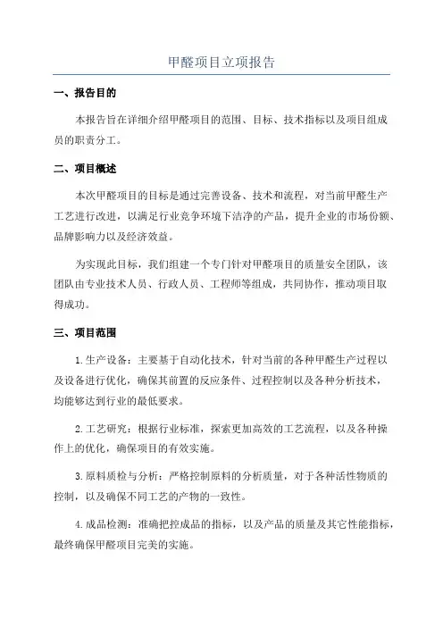 甲醛项目立项报告