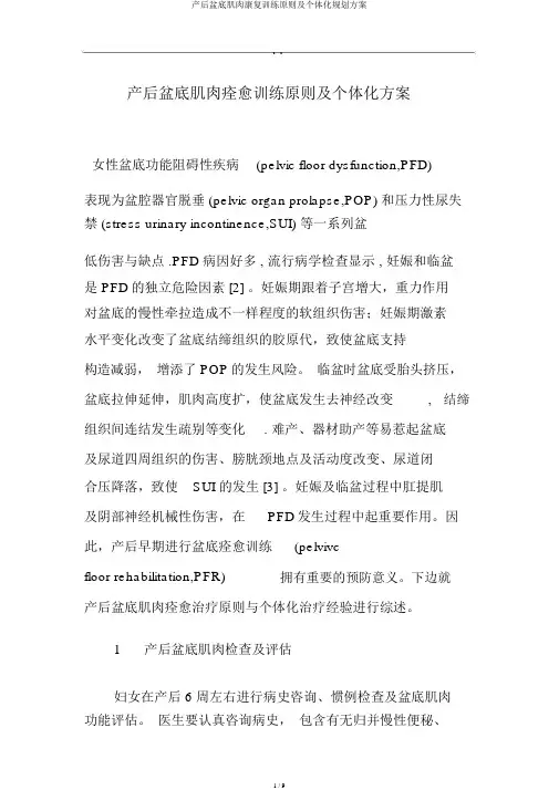 产后盆底肌肉康复训练原则及个体化规划方案