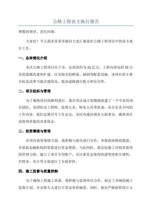 公路工程业主执行报告