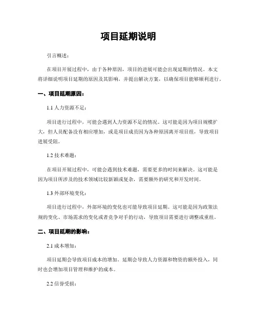 项目延期说明