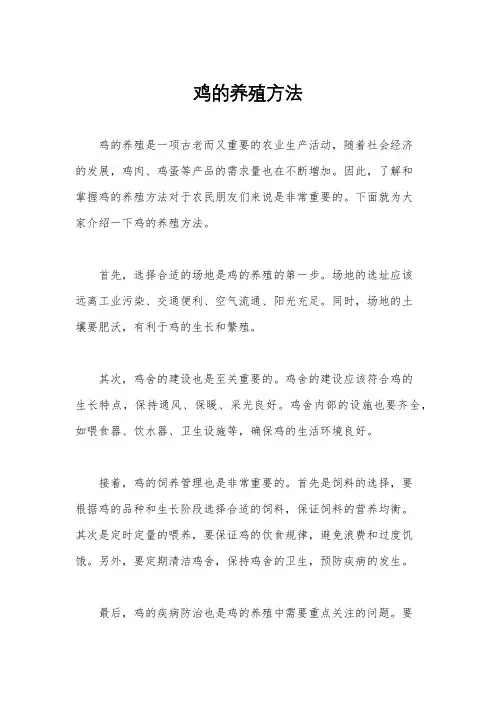 鸡的养殖方法