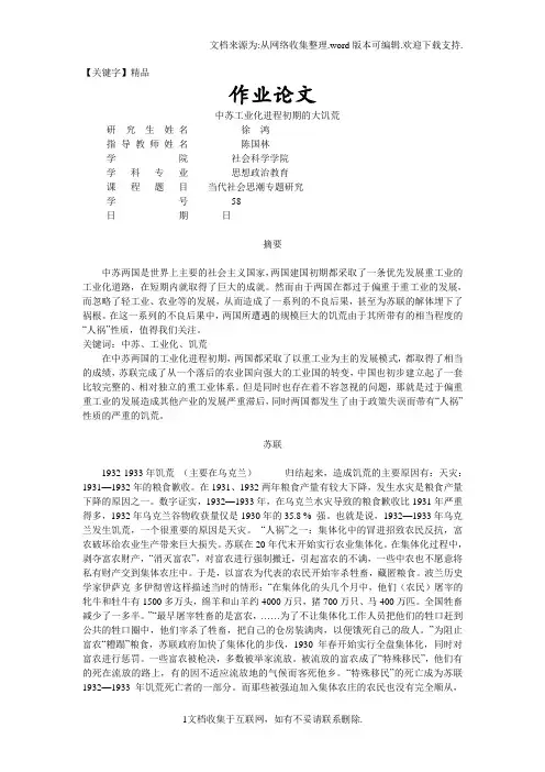 【精品】中苏工业化进程比较