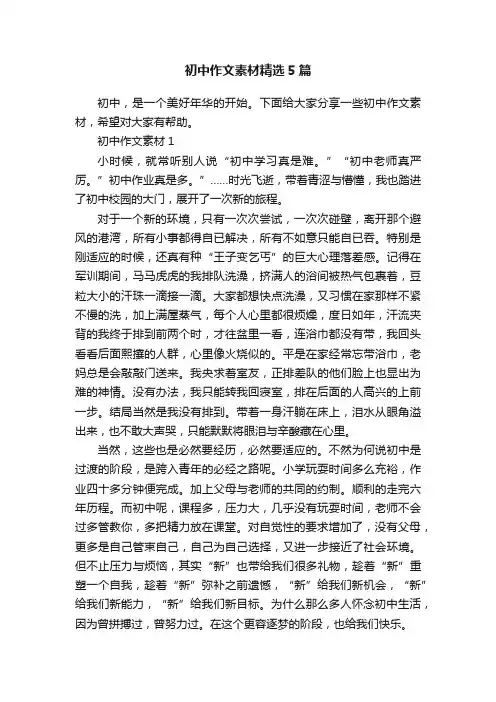 初中作文素材精选5篇
