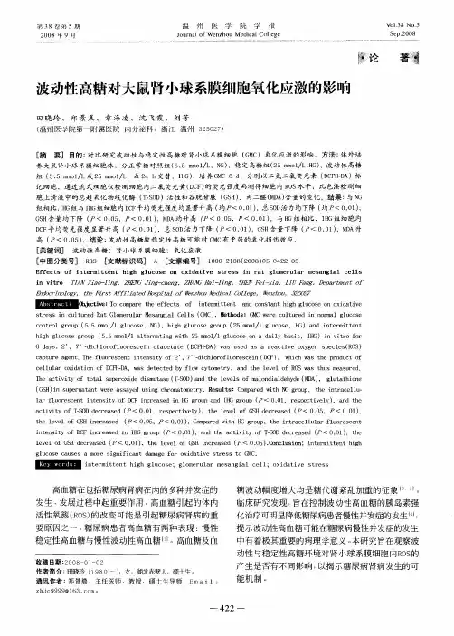 波动性高糖对大鼠肾小球系膜细胞氧化应激的影响
