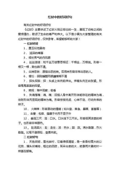 有关红豺中的好词好句