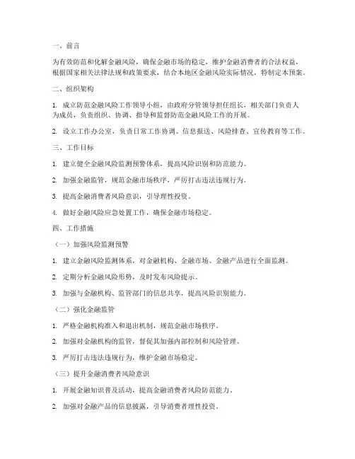 防范金融风险的工作预案