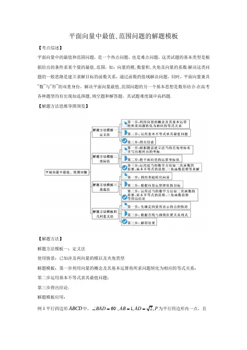 平面向量中最值、范围问题解题模板