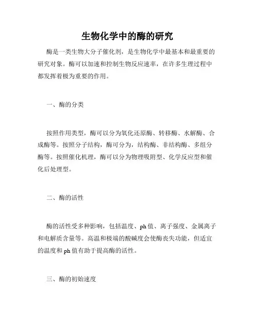 生物化学中的酶的研究
