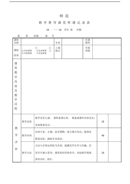 教学督导课堂听课记录表.docx