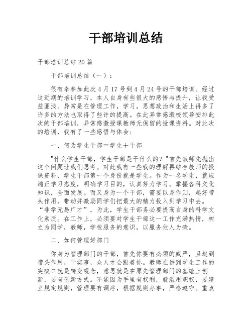 干部培训总结