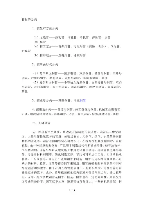 管材的分类