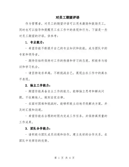 对员工期望评语