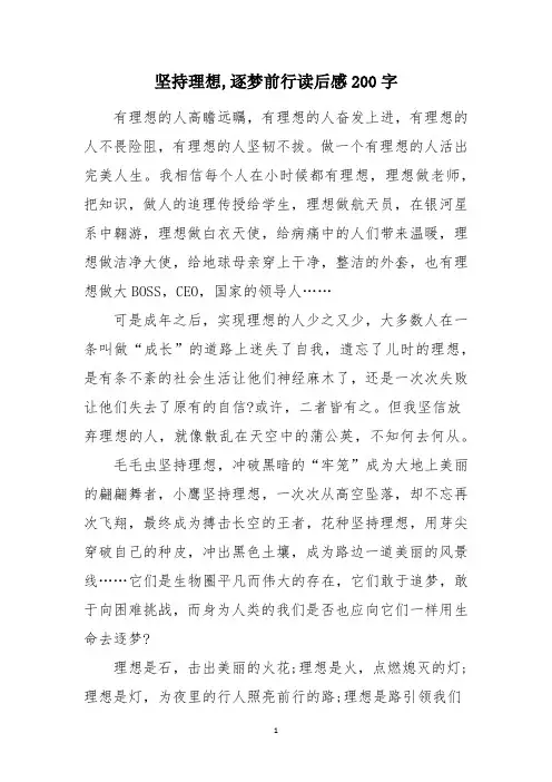 坚持理想,逐梦前行读后感200字